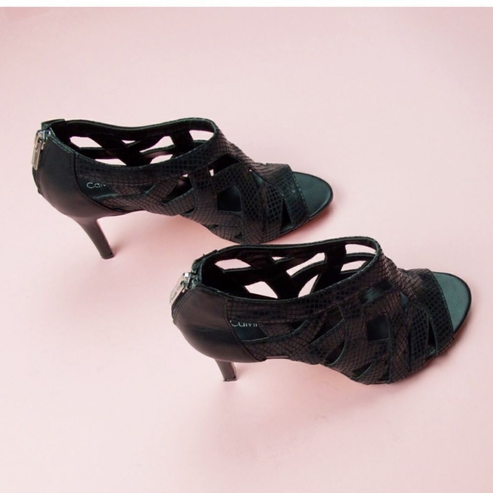 Calvin Klein Kiani Python Embossed Leather Sandals A8‎ - Picture 6 of 10